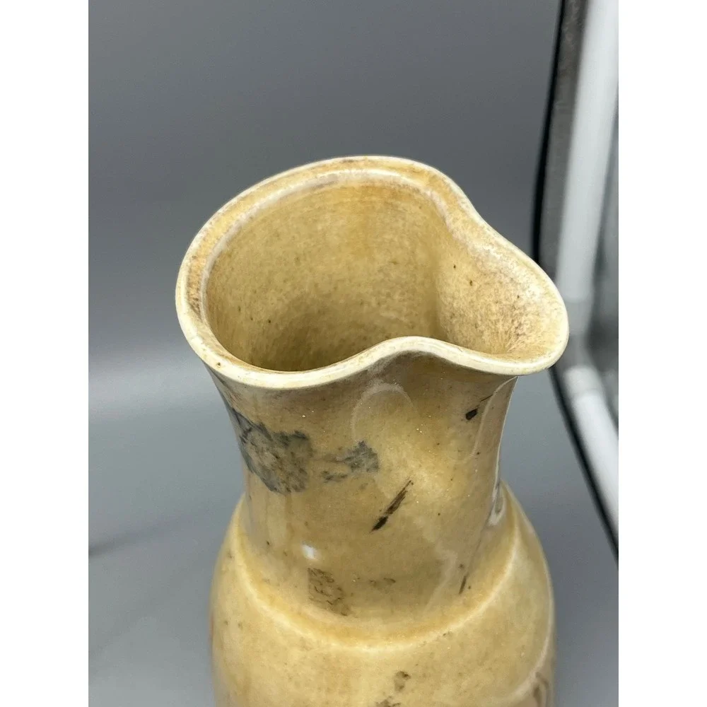Vintage Studio Art Pottery Pitcher Carafe Signed 83 Handcrafted Rustic Farmhouse